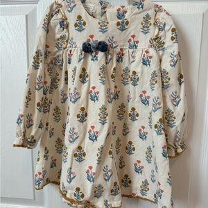 Mud Pie Floral Print Kids Dress - Cream, Blue, Gold